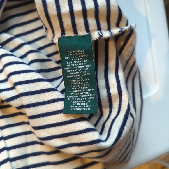 Lauren Ralph Lauren Top Shirt Womens XL Striped Elbow Patches Zipper Preppy - Picture 8 of 9